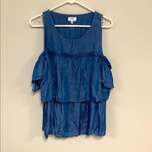 Cold Shoulder Denim Blouse